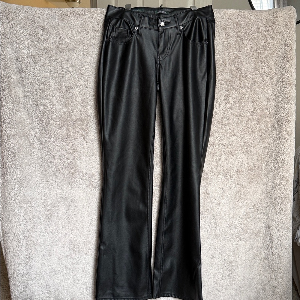 Black Leather Pants - Low Rise Flare